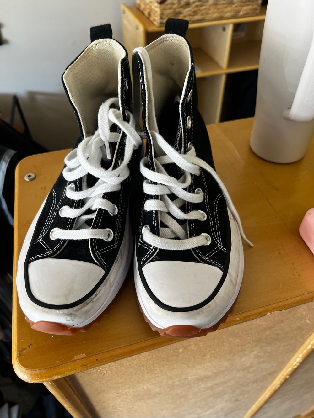 Converse Black & White High-Top Platform Lug Sole Sneakers - Picture 2 of 5